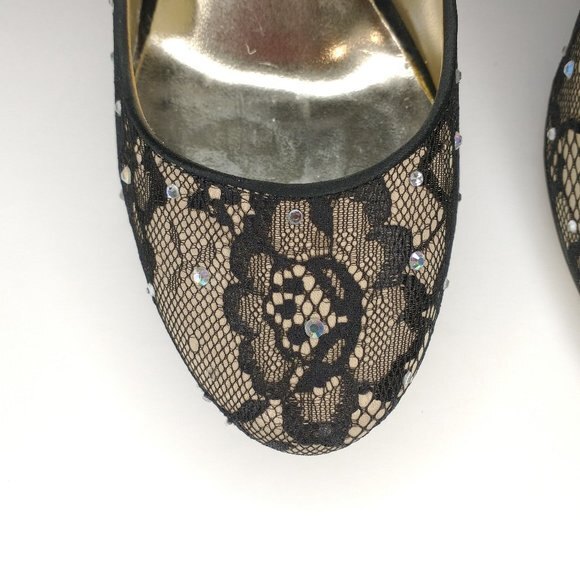 Benjamin Adams London Berlin Black Lace Pumps 7 Crystal Stiletto Formal Wedding - Picture 5 of 11